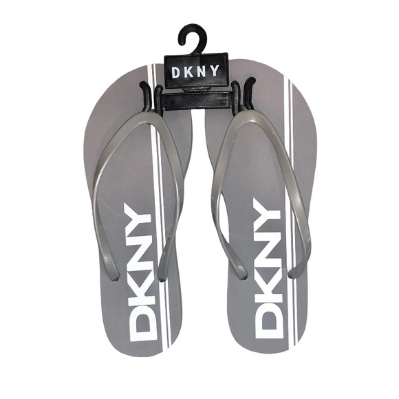 NWT - DKNY Sandals Flip Flops Grey - Picture 1 of 2